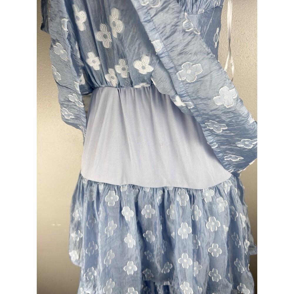 Lulus Gorgeous Excellence Light Blue Tiered Midi Floral Burnout Corset Size XS - Picture 6 of 11